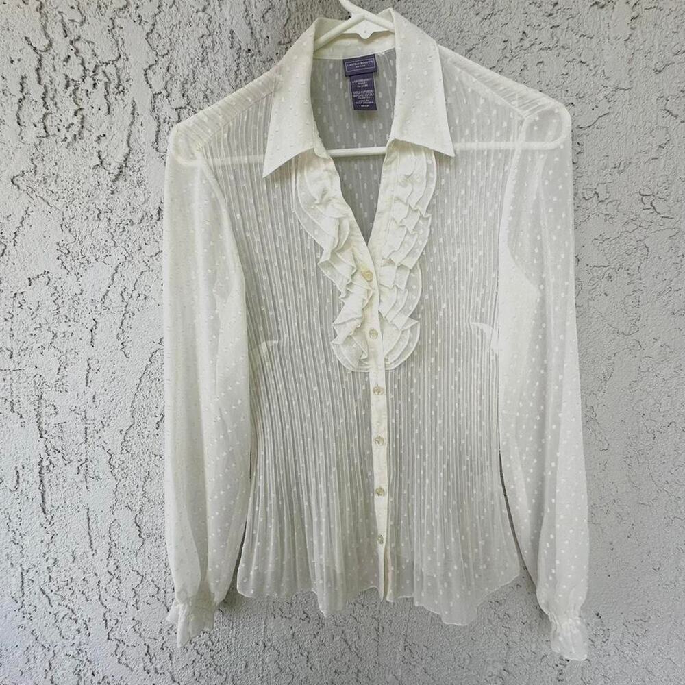 Y2k white mesh blouse